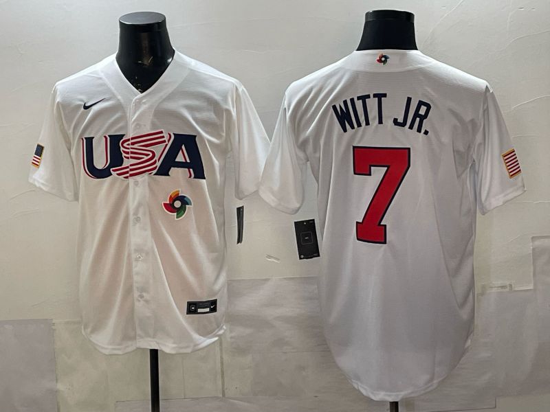 Men 2026 World Cub USA #7 Witt jr white Nike MLB Jersey style 02